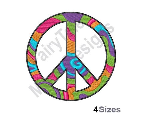 Psychedelic Peace Sign Machine Embroidery Design Peace Etsy