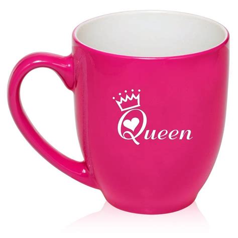 16 Oz Hot Pink Large Bistro Mug Ceramic Coffee Tea Glass Cup Queen Mugs Glass Tea Cups