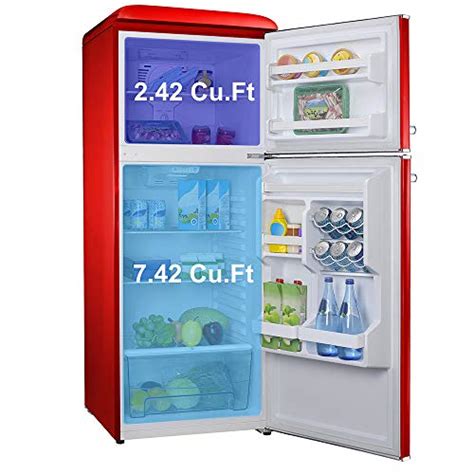 Galanz GLR10TRDEFR Retro Refrigerator With Top Freezer Frost Free Dual
