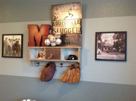 I recently received pictures of this fantastic sports themed boys room done up in traditional style. Manny's baseball room. Shelf- Homegoods. M and metal pic ...