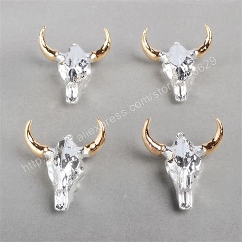 BOROSA Gold Silver Plated Two Tone Longhorn Resin Horn Cattle Pendants