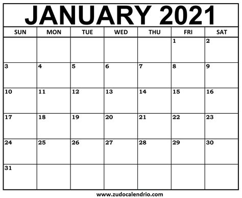 Our calendars are free to use and are available as pdf calendar and gif image calendar. Printable January 2021 Calendar With Holidays | Zudocalendrio
