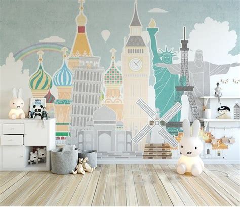 Landmark Building Childrens Room Wall Paper Removable Wall Mural