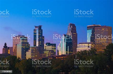 Minneapolis Downtown Skyline At Dawn Stock Photo Download Image Now