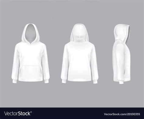 Mockup With Realistic White Hoodie Royalty Free Vector Image
