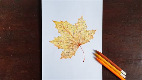 Drawing Pointilis Cara Menggambar Daun Maple Dengan Teknik Pointilis