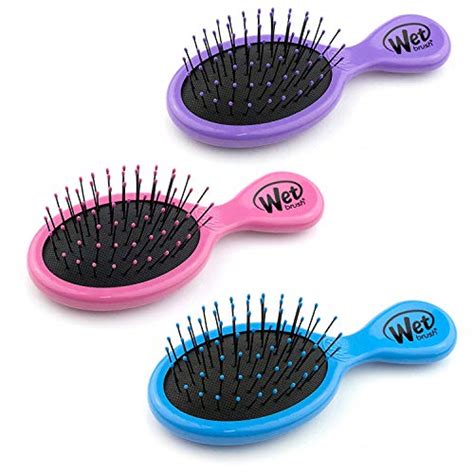 Wet Brush Multi Pack Squirt Detangler Hair Brushes Pink Purple And Blue Pack Mini