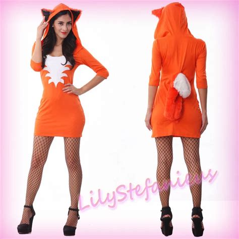 New Sexy Adult Animal Fox Cosplay Costumes Fox Zentai Skirt Uniform