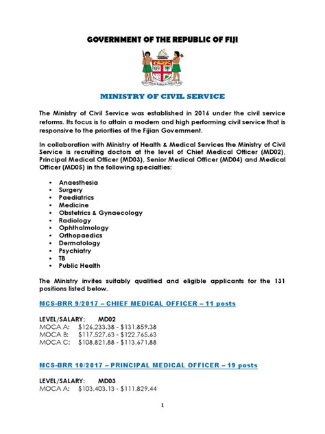 Fiji Ministry Of Health Requirements For April 2017 Pdf Physician
