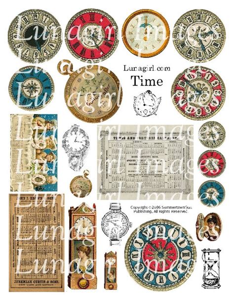 Vintage Clocks Time Digital Collage Sheet Antique Watches Etsy
