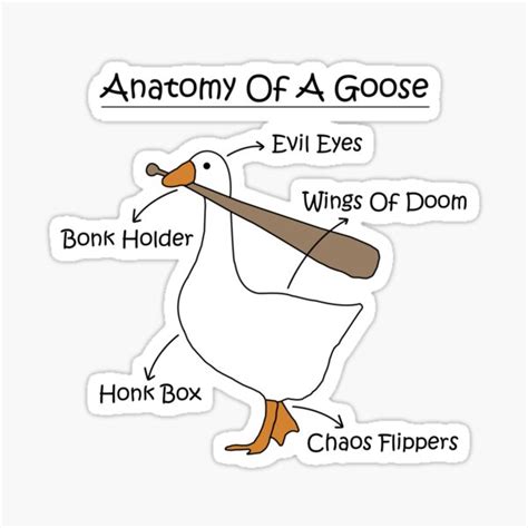 Anatomy Of A Goose Meme Funny Goose With Bonk Meme Sticker For Sale