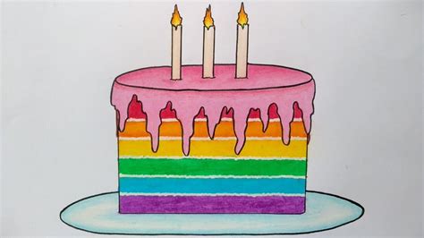 Cara Menggambar Kue Ulang Tahun Belajar Menggambar Dan Mewarnai Kue