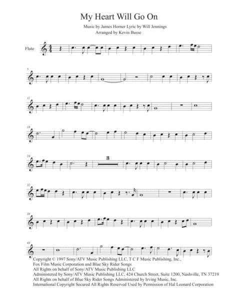 My Heart Will Go On Easy Key Of C Flute Sheet Music Pdf Download