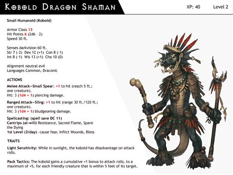 D&d monsters give your hero a vast array of challenges to overcome. DnD-Next-Monster Cards-Kobold Dragon Shaman by dizman on DeviantArt
