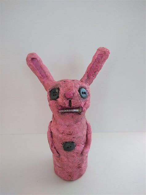Primitive Folk Art Pink Bunny Rabbit Art Doll Ooak Etsy Bunny