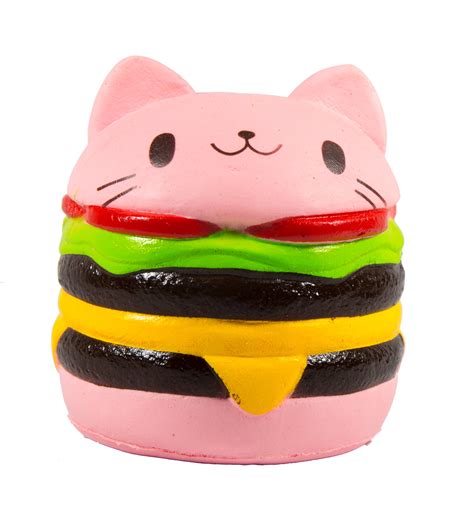 Jumbo Squishy Cartoon Yummy Cat Hamburger Pink Color