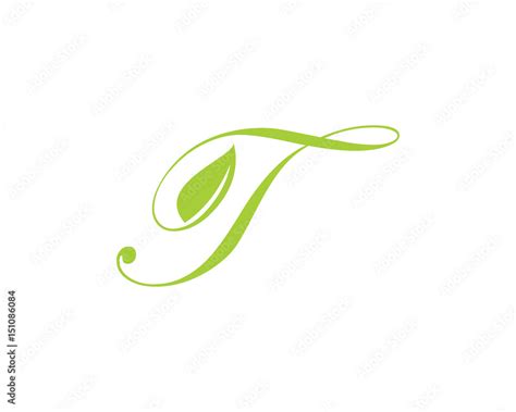 Leaf And Script Letter T Stock Vector Adobe Stock