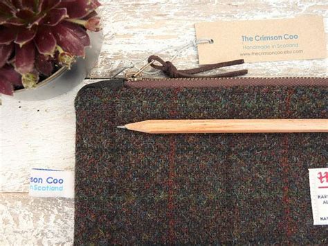 Harris Tweed Pencil Case Bag Waxed Cotton Scottish T Scottish Ts
