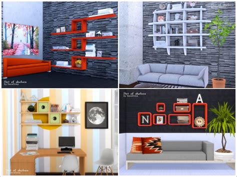 Sims 4 Ccs The Best Set Of Shelves By Severinka