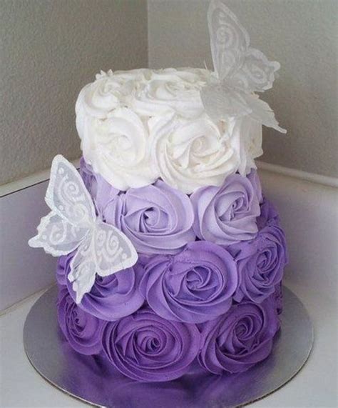 Beautiful Purple White Rossette Wedding Cake Beautiful