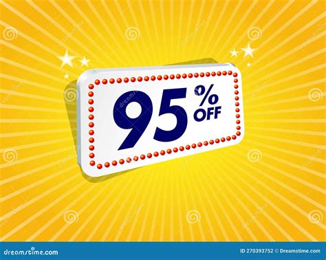 95 Off Yellow Banner With White Ninety Five Percent Discount Label