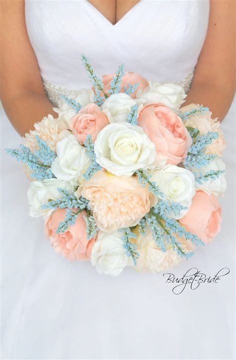 Peach Wedding Bouquet Blue Wedding Bouquet Blue Wedding Flowers