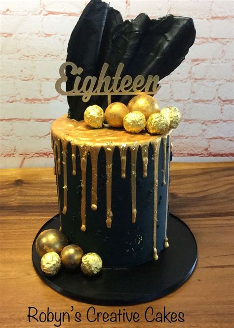 Black And Gold Th Birthday Cake Cake Th Birthday Cake Cake Decorating