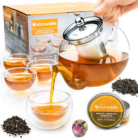 Tea Kettle Infuser Stovetop T Set Glass Teapot With Removable Stainless Steel