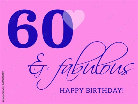 60th Happy Birthday Card Illustration In Retro Style Stock