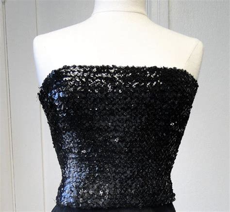 Items Similar To Black Night Strapless Sequin Top Party Dress On Etsy