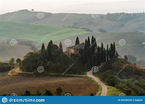 Fabulous Tuscan Landscape With Hills And Valleys In Golden Morning