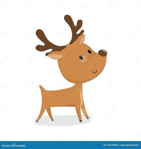 Cute Cartoon Reindeer On White Background Cute Christmas Character