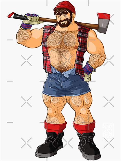 Rose Tribe Muscular Giant Adam Likes Lumberjacks Vintage Sticker For
