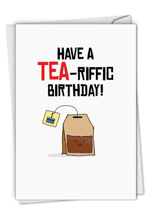 Hippo birdy birthday pun card. Tea-riffic Pun Funny Birthday Card