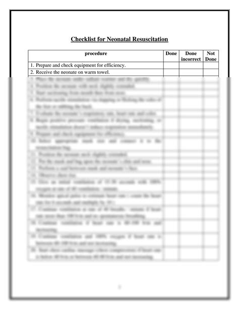 Solution Neonatal Resuscitation Checklist Studypool