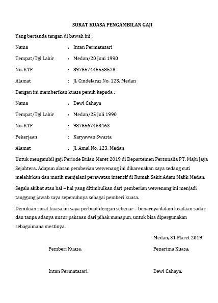 Contoh Surat Kuasa Sederhana Word  Contoh Surat Terlengkap