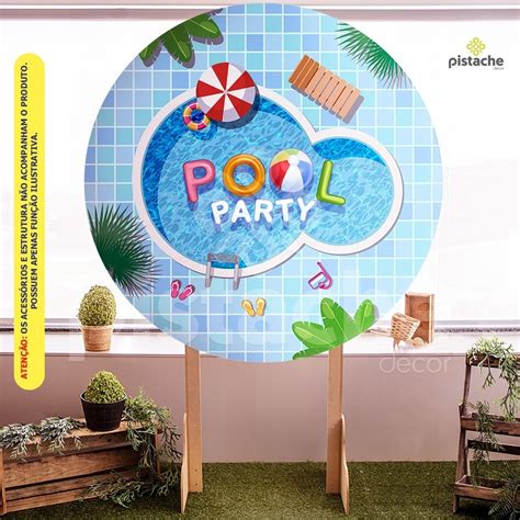 Painel Redondo Sublimado 3d Pool Party Em Tecido 15m Diam Mercado