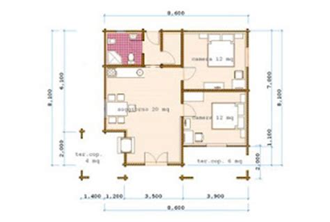 Recupero delle vecchie cementine (riposate in altre stanze e secondo un nuovo schema), tappezzerie décor e mix di arredi di design e low cost per valorizzare gli ambienti e limitare la spesa. Progetti di case in legno: CASA 60 MQ + TERRAZZA COPERTA 10 MQ