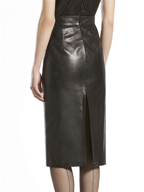 Lyst Gucci Shiny Leather Pencil Skirt In Black