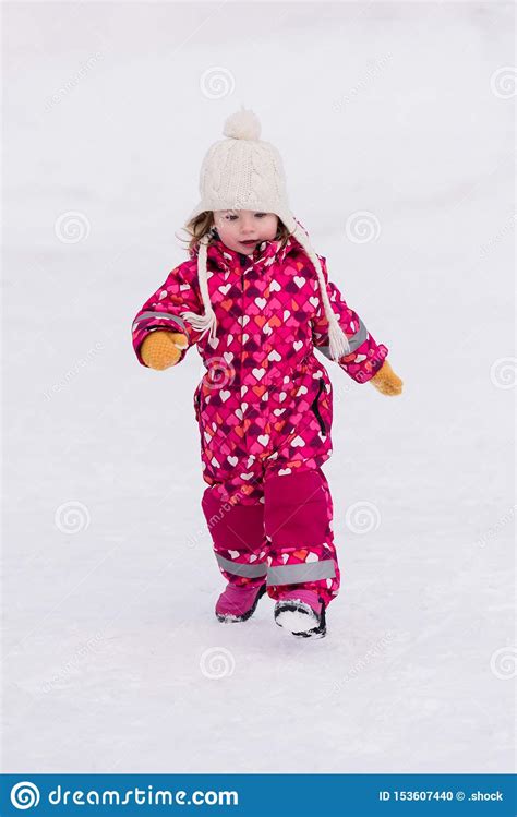 Little Girl Having Fun At Snowy Winter Day Stock Photo Image Of