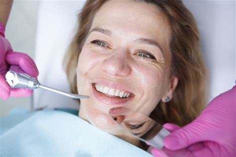 Mature Woman Getting Dental Treatment Stock Image Image Of Smile
