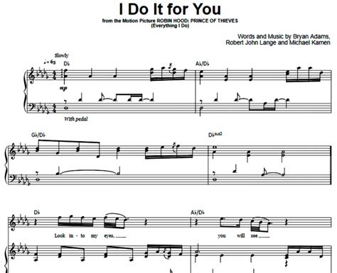 Bryan Adams Everything I Do Free Sheet Music Pdf For Piano The