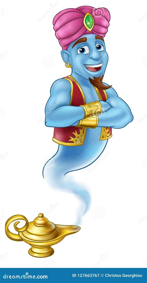 Historieta De Genie Magic Lamp Aladdin Pantomime Ilustración del Vector
