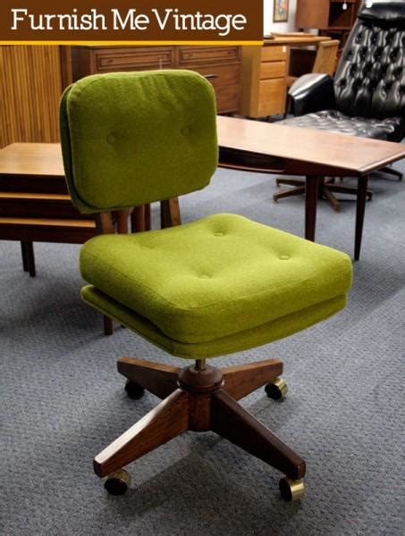 Click on image to zoom. Vintage Mid Century Modern Olive Green Swivel Office Chair