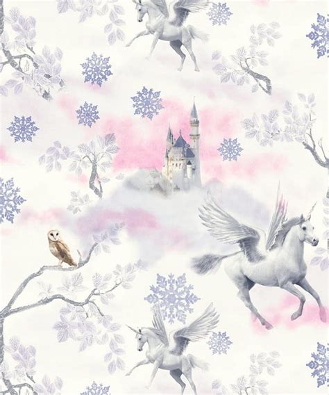 Arthouse Fairytale White And Pink Wallpaper Magical World Of Unicorns