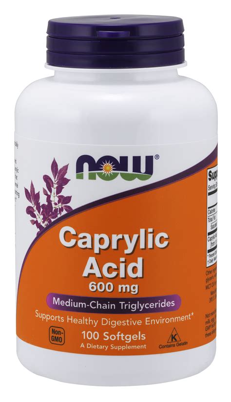 Now Supplements Caprylic Acid 600 Mg Mct Medium Chain Triglycerides