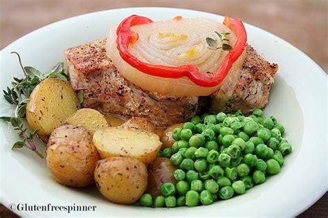 While this recipe calls for apples and these chops taste great over rice or with a side of potatoes or pasta and a steamed vegetable. Baked Pork Chops and Thyme Roasted Potatoes - Food, Gluten ...