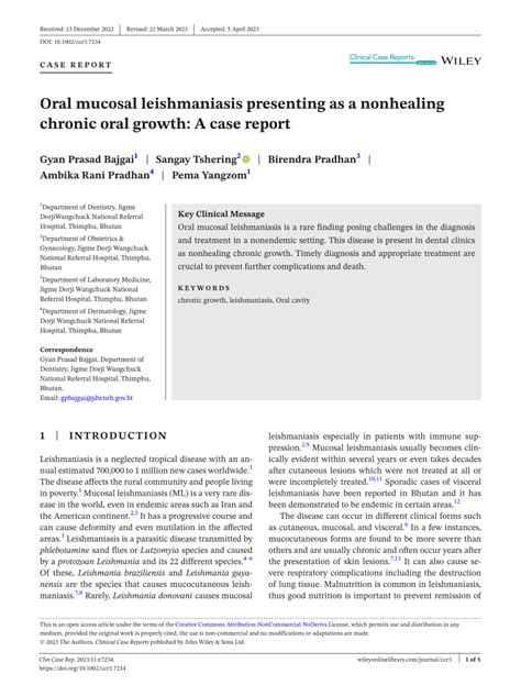 Pdf Oral Mucosal Leishmaniasis Presenting As A Nonhealing Chronic Oral Growth A Case Report