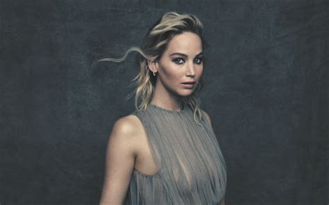 Download Wallpapers Jennifer Lawrence 4k Photoshoot Gray Dress