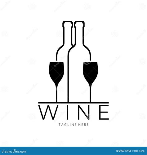 Wine Logo with Wine Glasses and Bottles.for Night Clubs,bars,cafe and